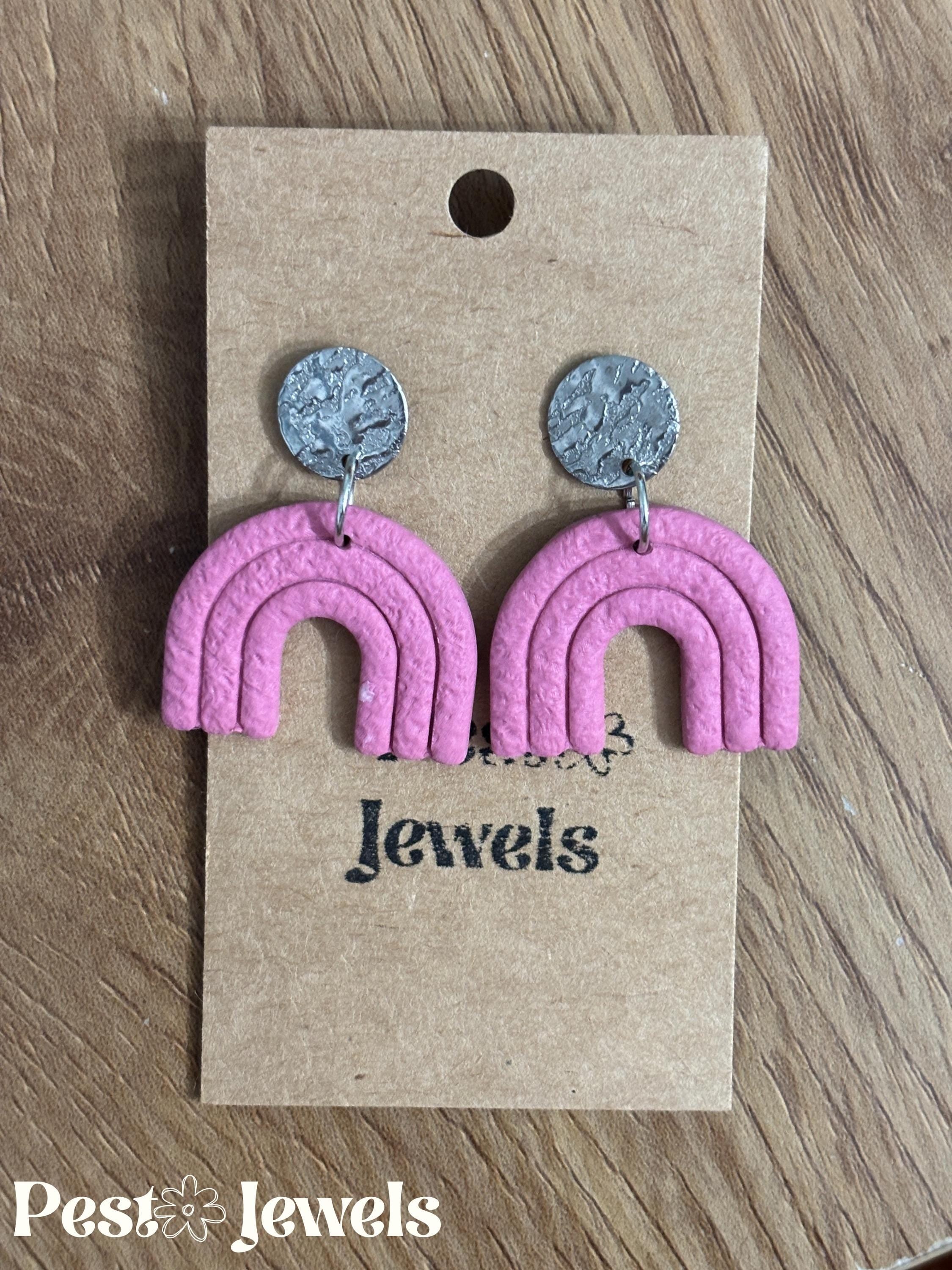 Léa - Boucles d'oreilles nude et argentés arche