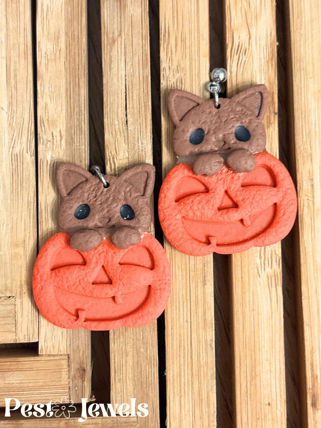 Hecate - Boucle d'oreilles citrouille et chat