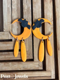 Lunara - Boucles d’oreilles lune détails feuilles ou chauve-souris