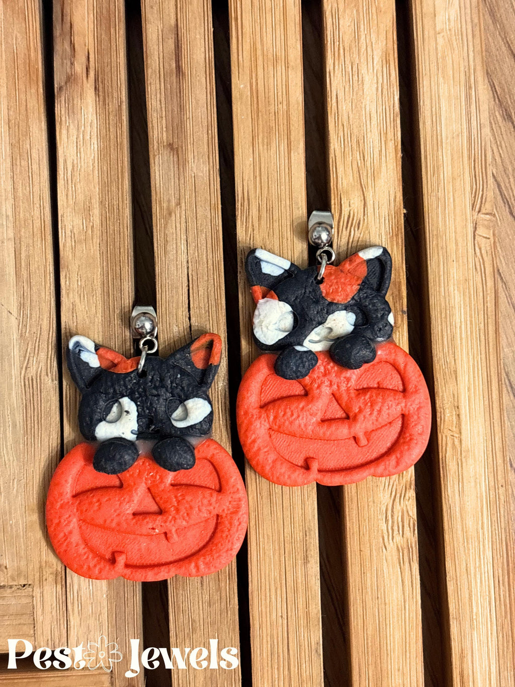 Hecate - Boucle d'oreilles citrouille et chat